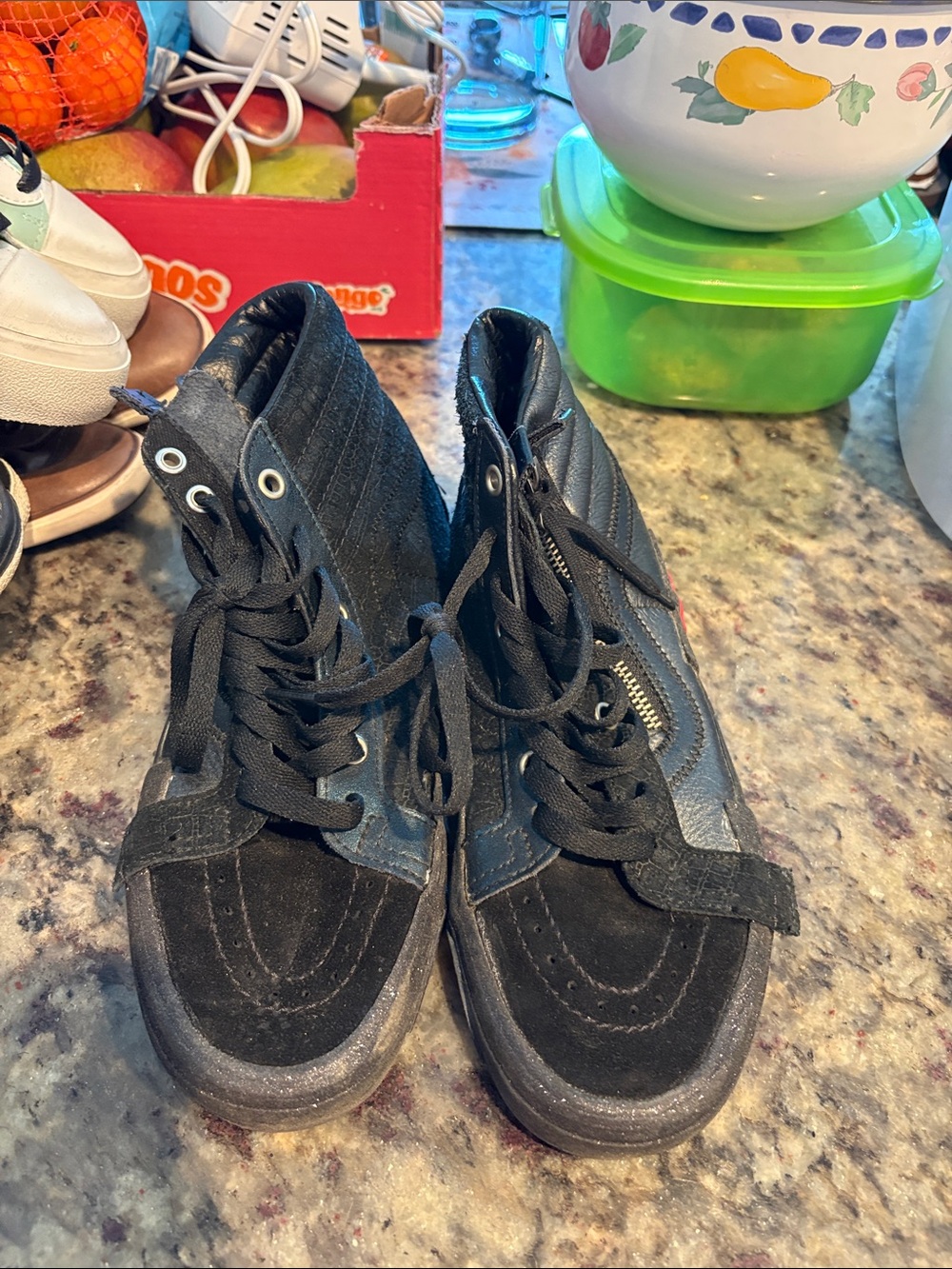 Vans Kids Black High-Top Lace-Up Sneakers with Side Zip